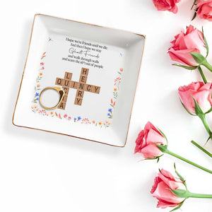 Ghost Friends Friendship and Floral Design - Personalized Custom Jewelry Dish - BST093_SCRD