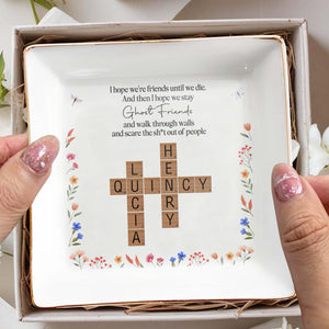 Ghost Friends Friendship and Floral Design - Personalized Custom Jewelry Dish - BST093_SCRD