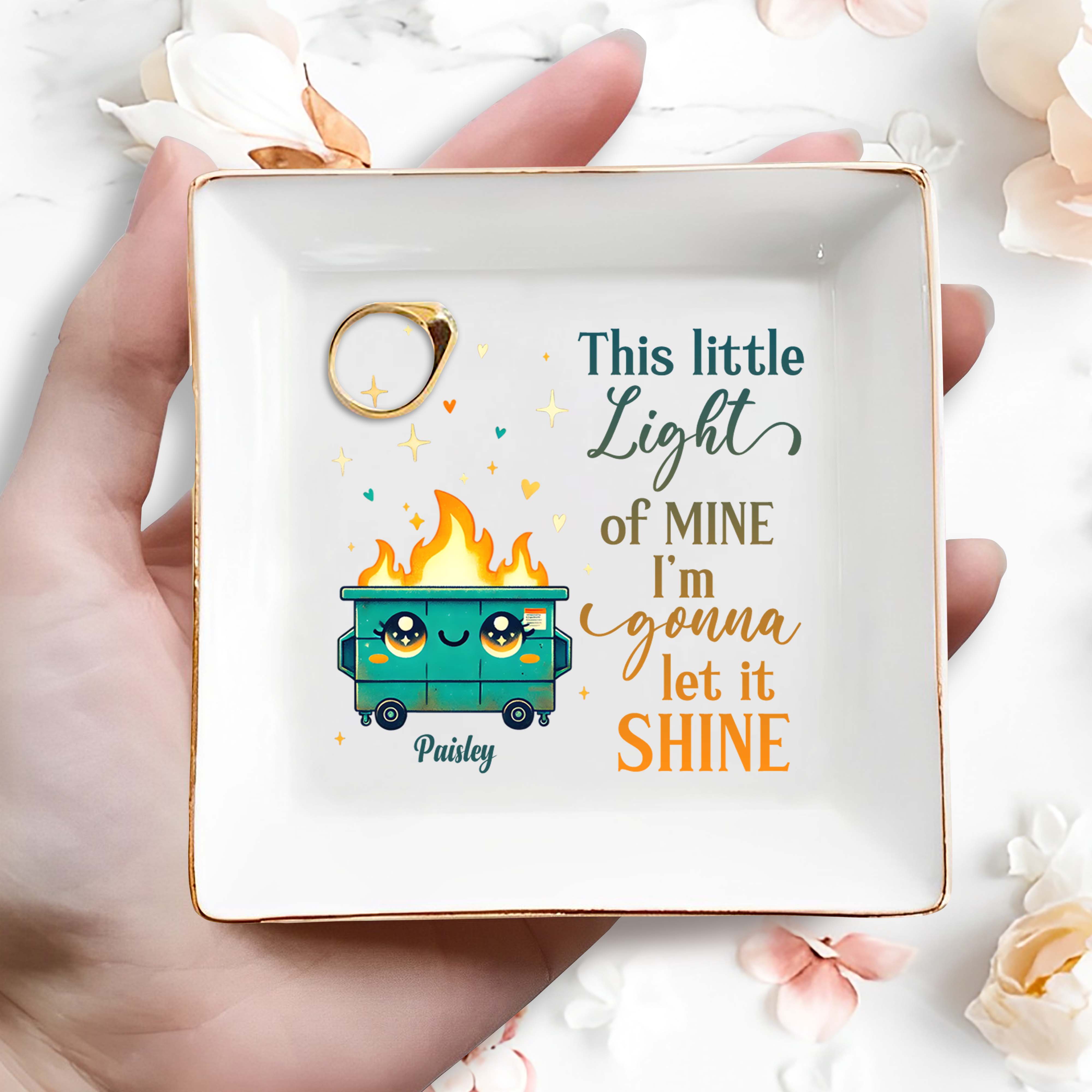 This Little Light Of Mine Let It Shine Animated Dumpster - Personalized Custom Jewelry Dish - BST095_SCRD