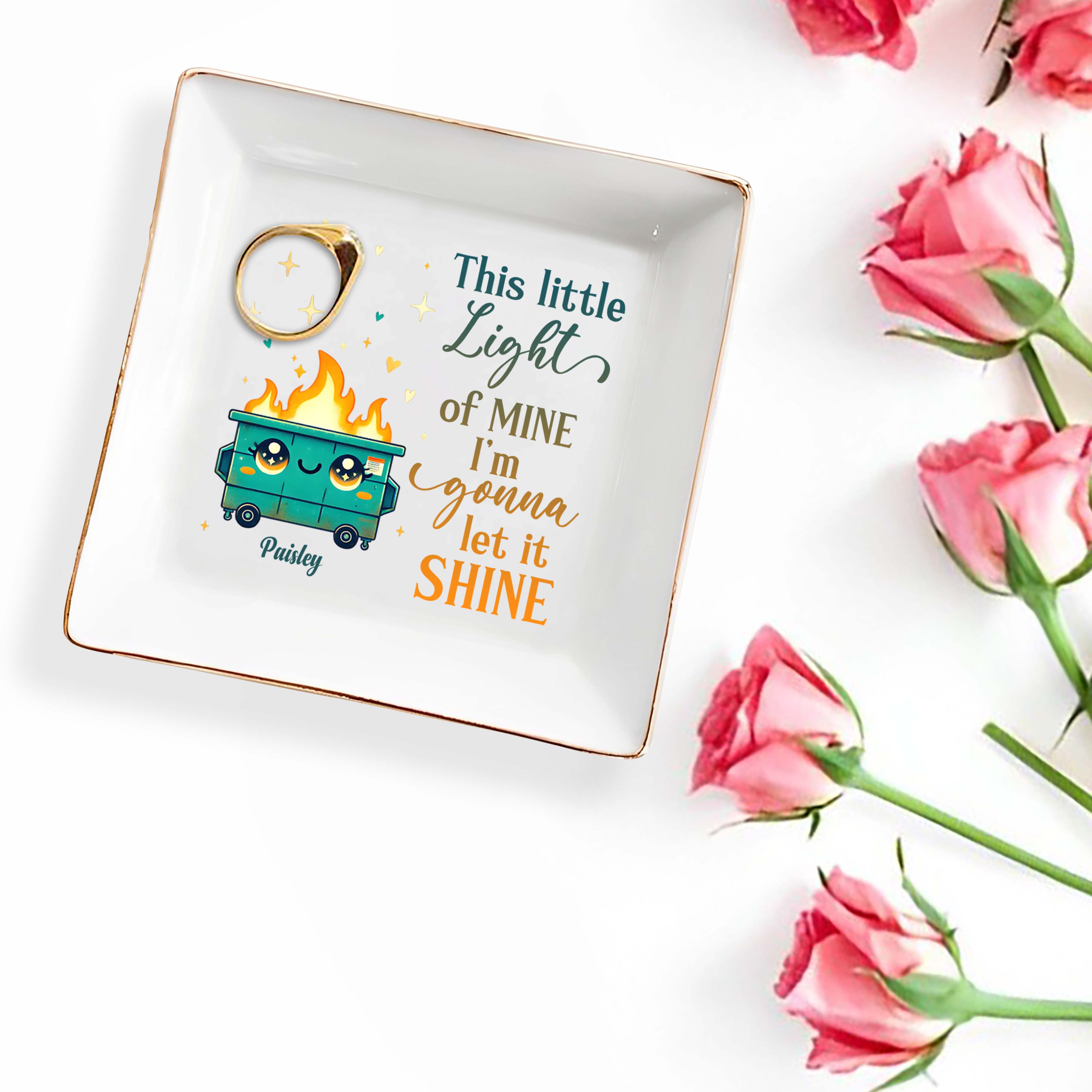 This Little Light Of Mine Let It Shine Animated Dumpster - Personalized Custom Jewelry Dish - BST095_SCRD