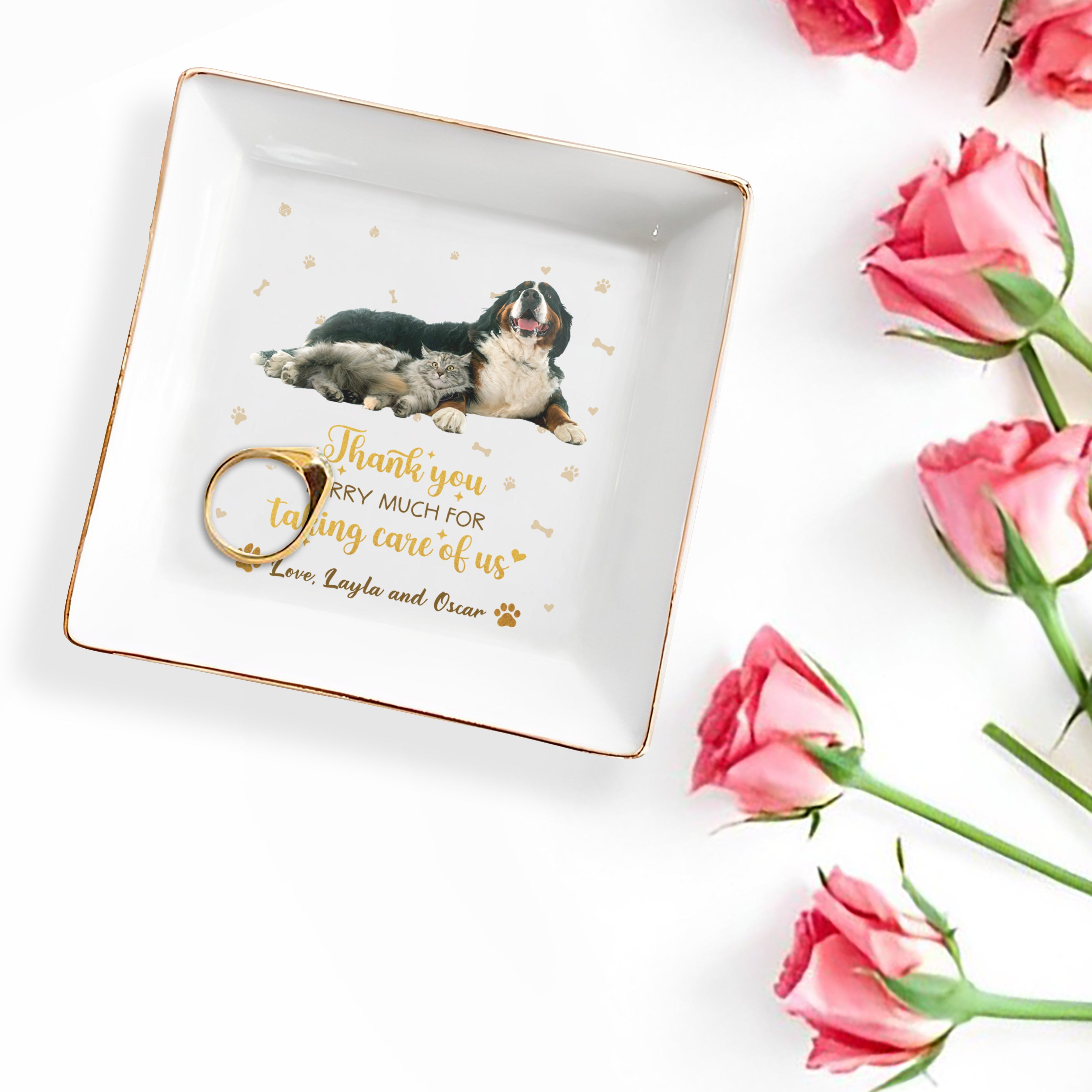 Thank You Furry Much For Taking Care Of Us, Paw Prints - Personalized Custom Jewelry Dish - BST099_SCRD