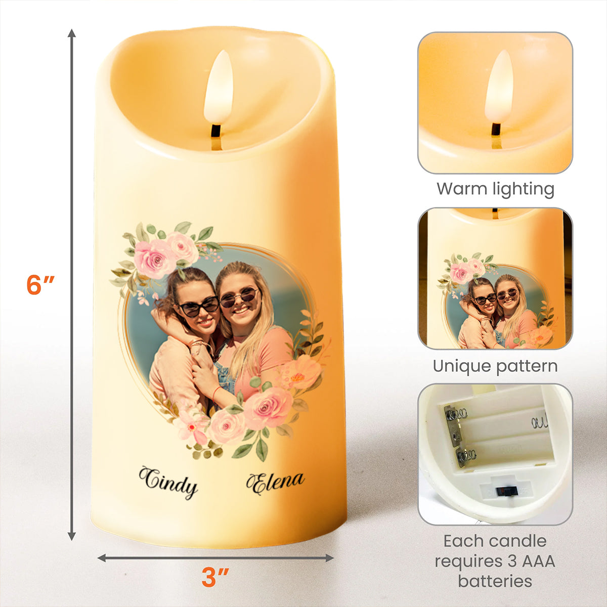 We Weren't Sisters By Birth But Sisters By Heart With Roses - Personalized Custom LED Candle - BST103_LECA
