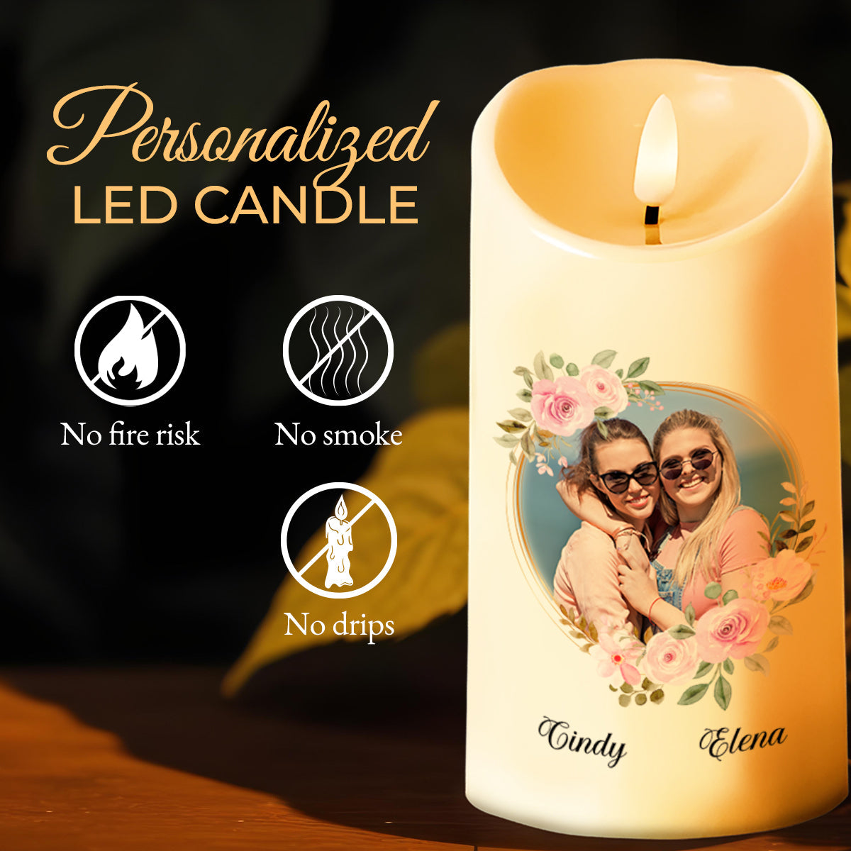 We Weren't Sisters By Birth But Sisters By Heart With Roses - Personalized Custom LED Candle - BST103_LECA