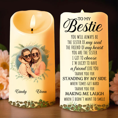 Sister Of My Soul Bestie Special Floral Candle - Personalized Custom LED Candle - BST104_LECA