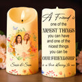 Friendship Is a True Blessing Floral and Butterfly Design - Personalized Custom LED Candle - BST107_LECA
