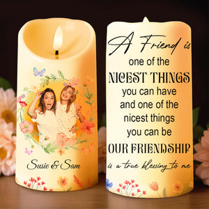 Friendship Is a True Blessing Floral and Butterfly Design - Personalized Custom LED Candle - BST107_LECA