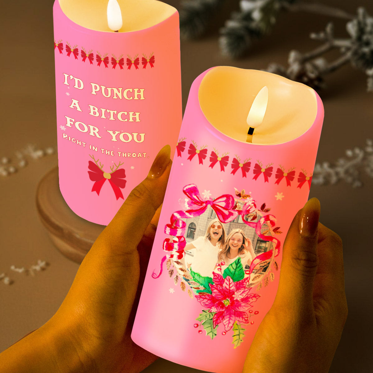 I'd Stand Up For You, Humorous Quote With Flowers - Personalized Custom LED Candle - BST108_LECA