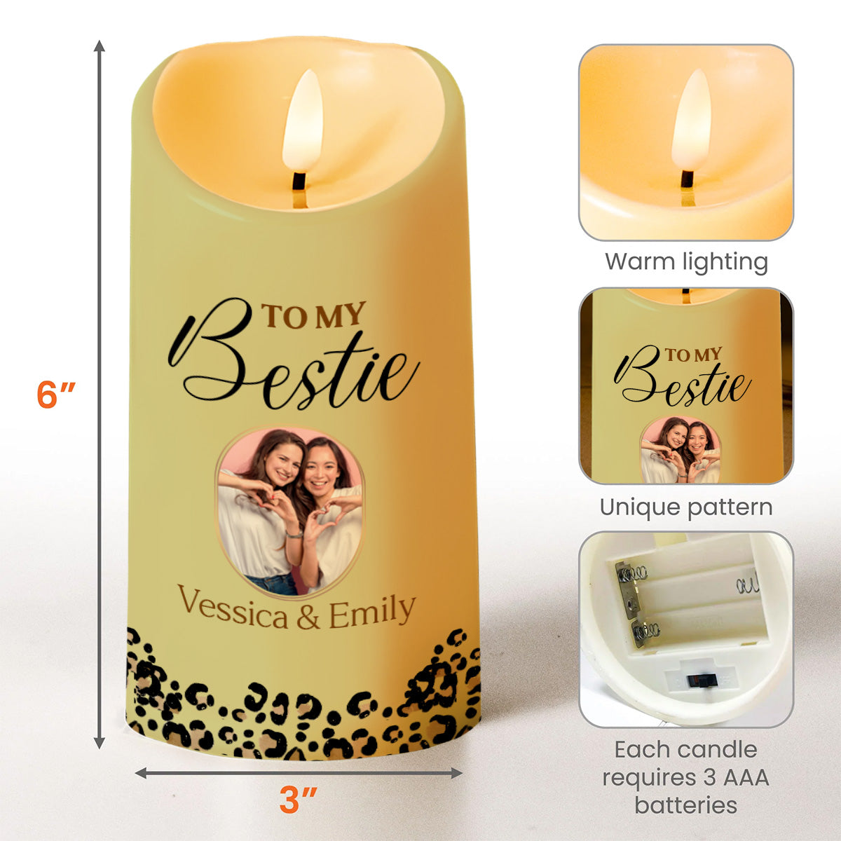 Soul Sister and Heart Friend Thank You Custom LED Candle - Personalized Custom LED Candle - BST109_LECA