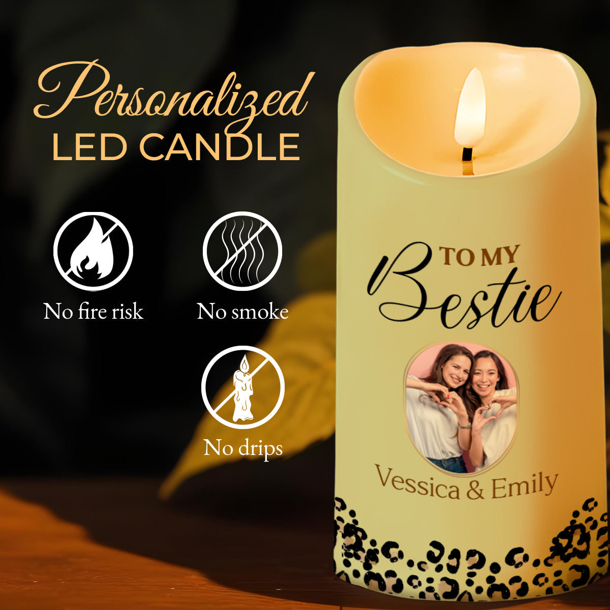 Soul Sister and Heart Friend Thank You Custom LED Candle - Personalized Custom LED Candle - BST109_LECA