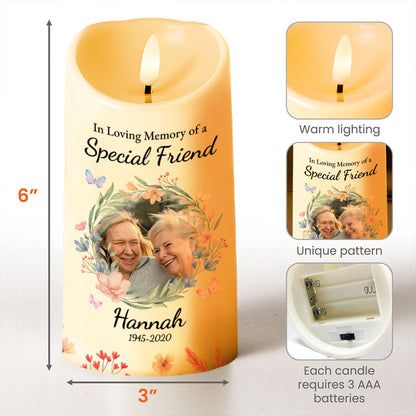 Floral Wreath Memorial Candle For A Special Friend - Personalized Custom LED Candle - BST112_LECA