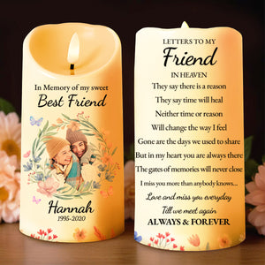 In Memory Of My Sweet Best Friend With Flowers - Personalized Custom LED Candle - BST115_LECA