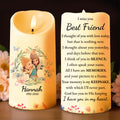 I Miss You Best Friend Memorial Candle With Flower Design - Personalized Custom LED Candle - BST119_LECA