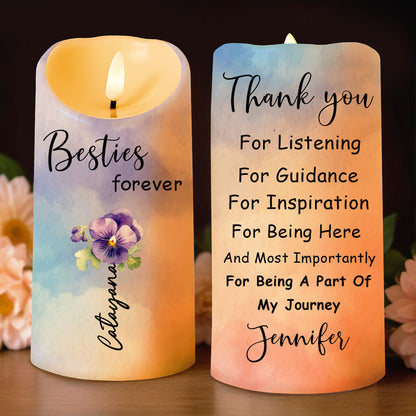 Besties Forever Floral LED Candle - Personalized Custom LED Candle - BST128_LECA