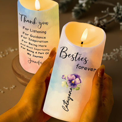 Besties Forever Floral LED Candle - Personalized Custom LED Candle - BST128_LECA