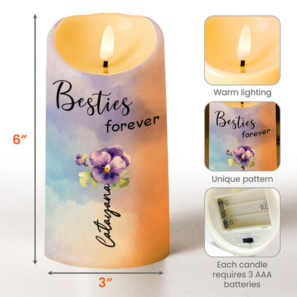 Besties Forever Floral LED Candle - Personalized Custom LED Candle - BST128_LECA