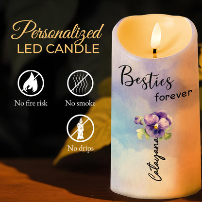 Besties Forever Floral LED Candle - Personalized Custom LED Candle - BST128_LECA