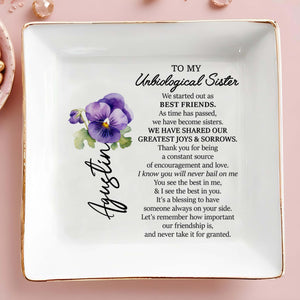 Unbiological Sister Bond, Violet Design Custom Jewelry Dish - Personalized Custom Jewelry Dish - BST129_SCRD