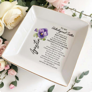 Unbiological Sister Bond, Violet Design Custom Jewelry Dish - Personalized Custom Jewelry Dish - BST129_SCRD