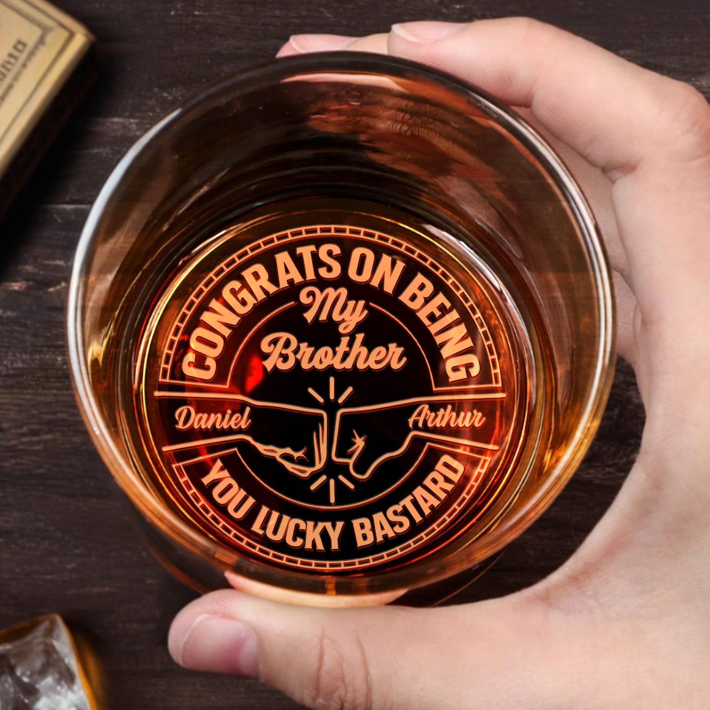 Congrats On Being My Brother, You Lucky Bastard - Personalized Engraved Whiskey Glass - BST144_EWG