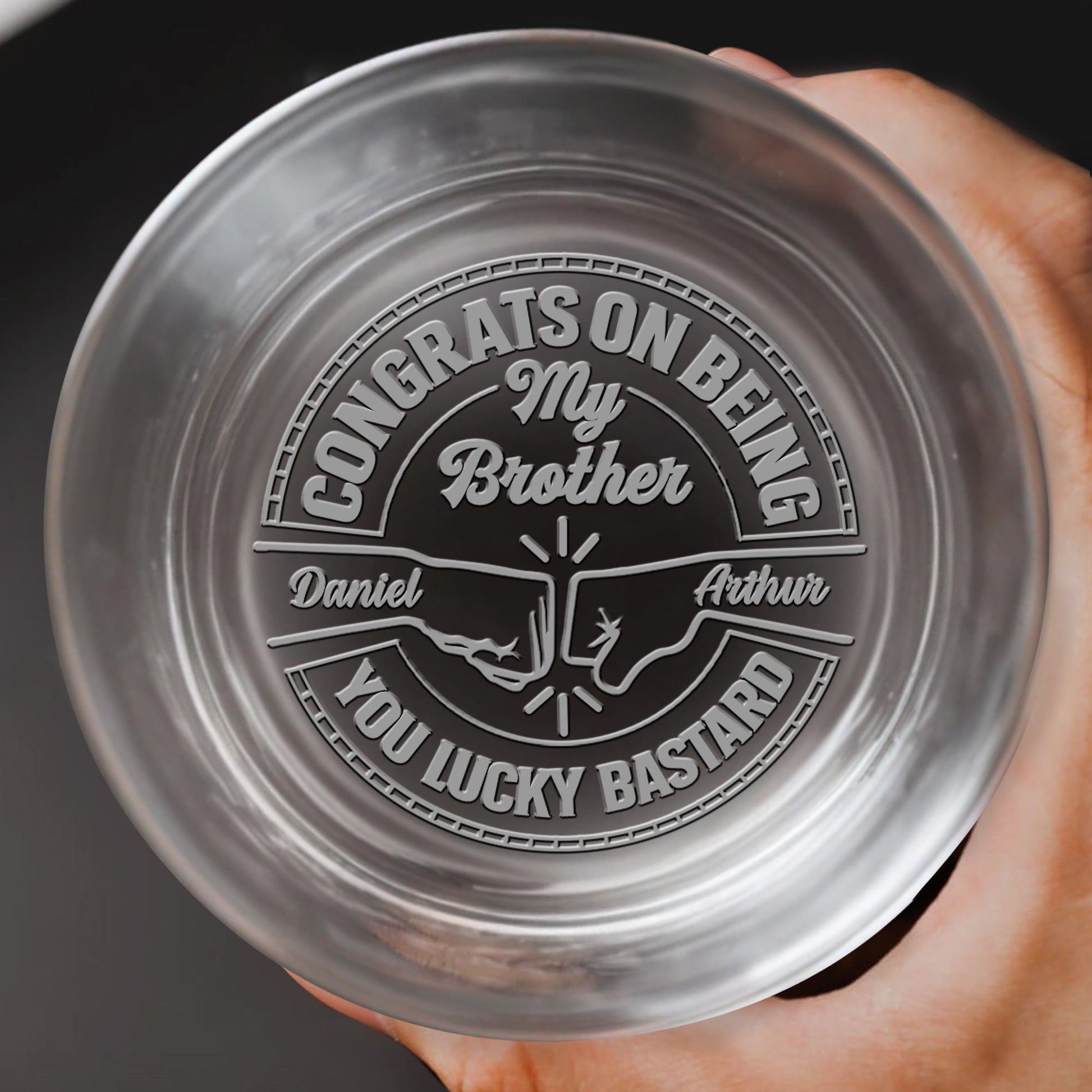 Congrats On Being My Brother, You Lucky Bastard - Personalized Engraved Whiskey Glass - BST144_EWG