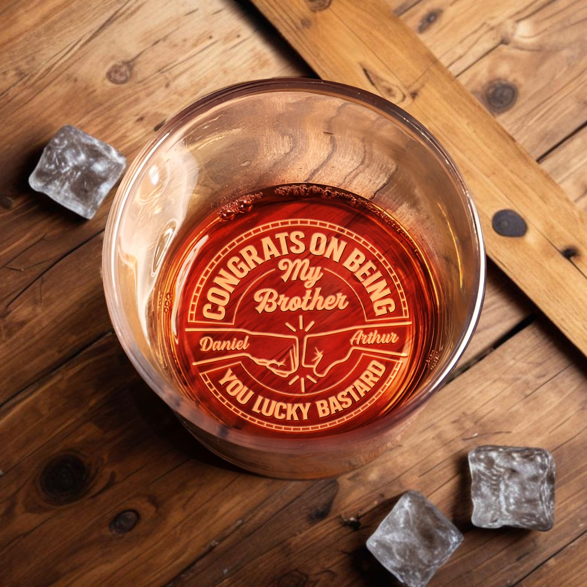 Congrats On Being My Brother, You Lucky Bastard - Personalized Engraved Whiskey Glass - BST144_EWG