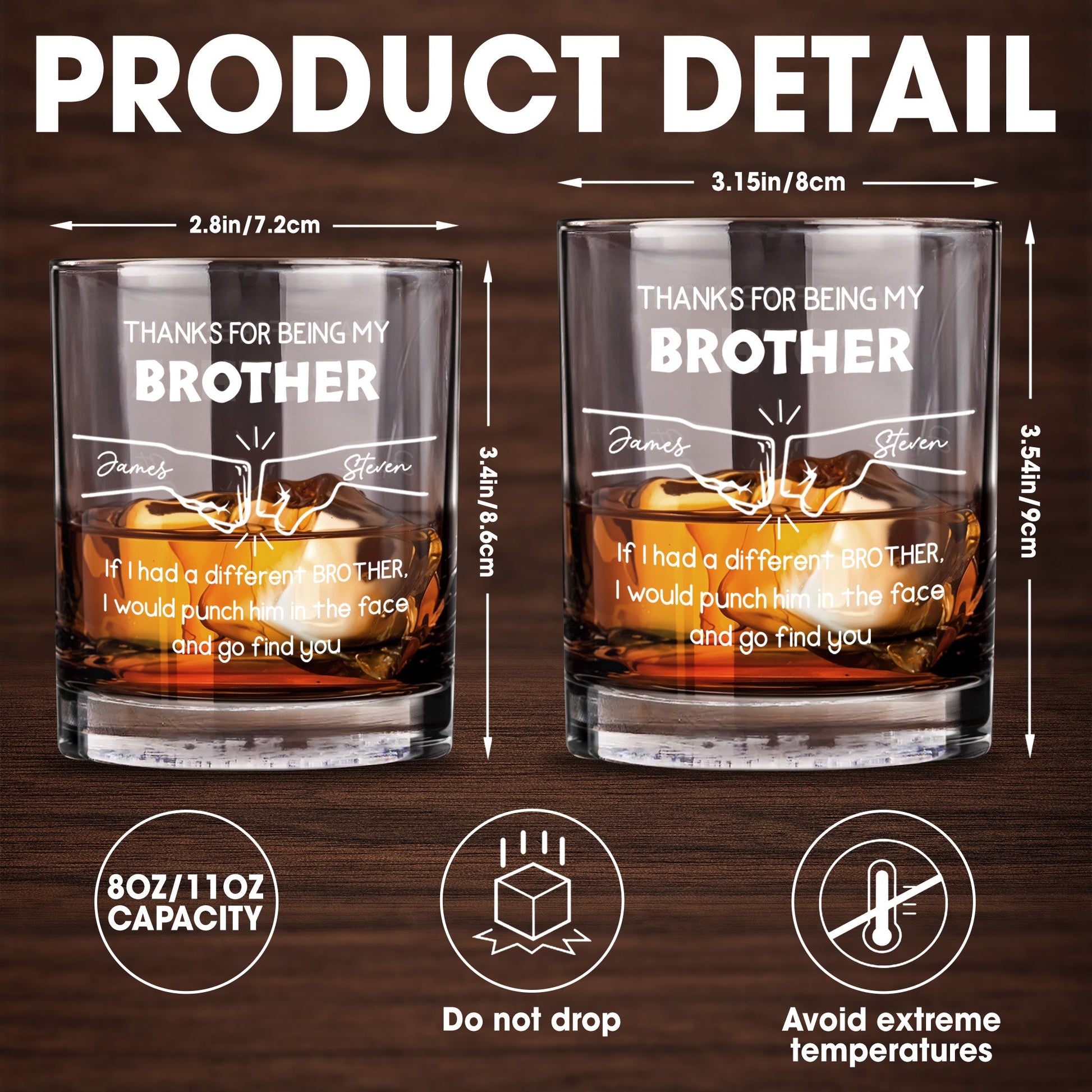 Thanks For Being My Brother Punch Him In The Face - Personalized Custom Whiskey Glass - BST147_RWG