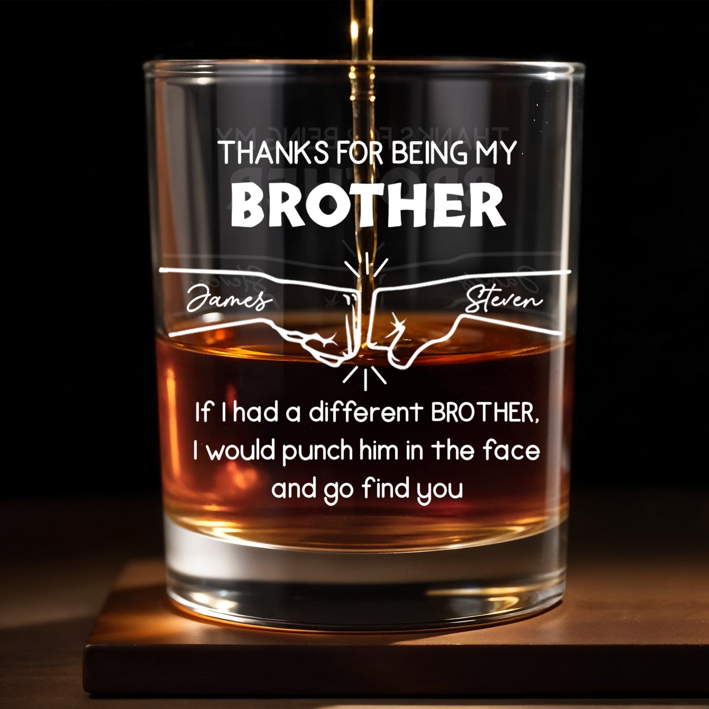 Thanks For Being My Brother Punch Him In The Face - Personalized Custom Whiskey Glass - BST147_RWG