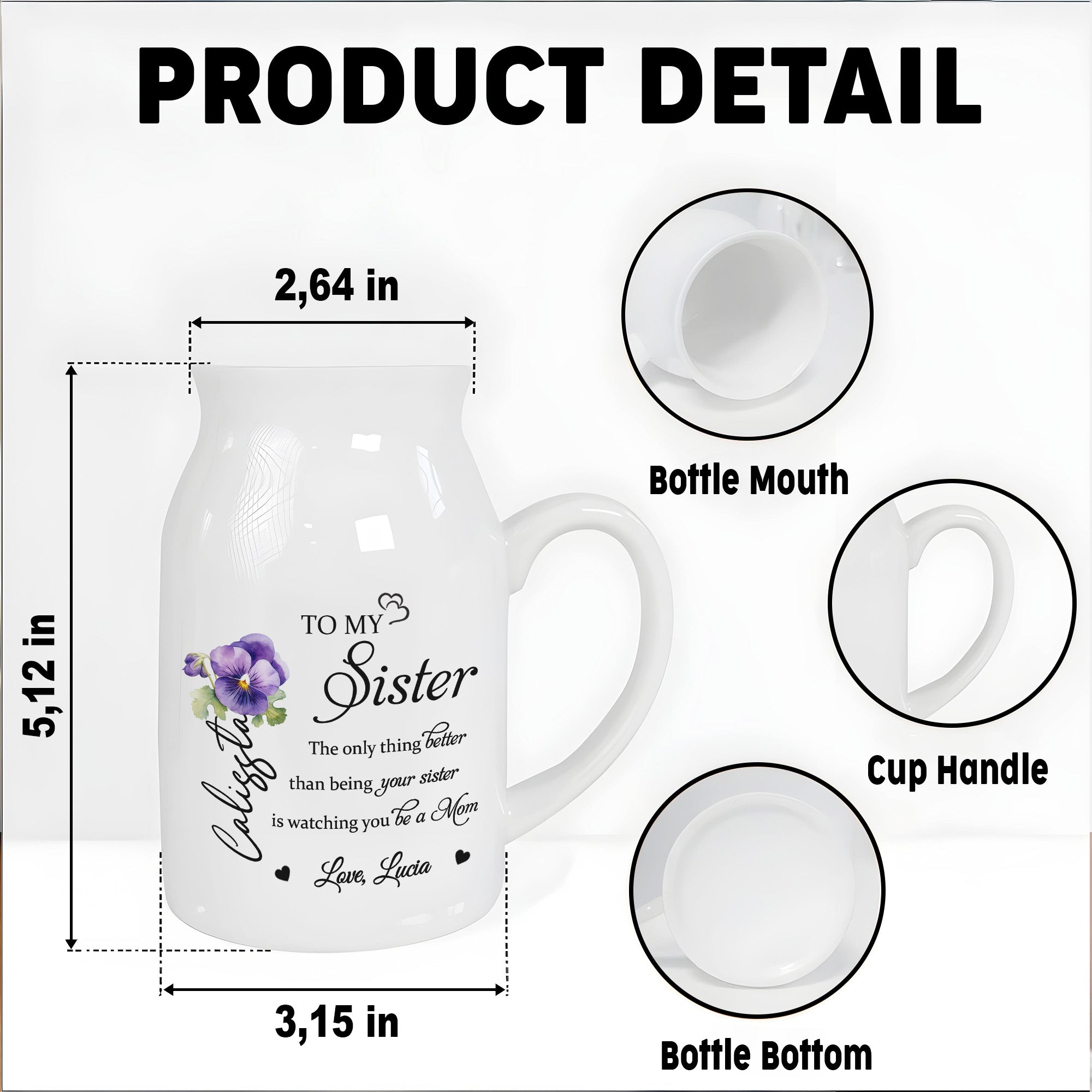 To My Sister, The Only Thing Better Than Being Your Sister, Flowers - Personalized Ceramic Flower Vase