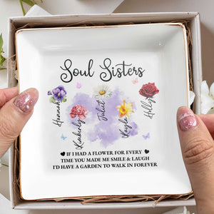 Soul Sisters, Garden To Walk In Forever Ceramic Dish - Personalized Custom Jewelry Dish, Square Ceramic Dish - BST177_SCRD
