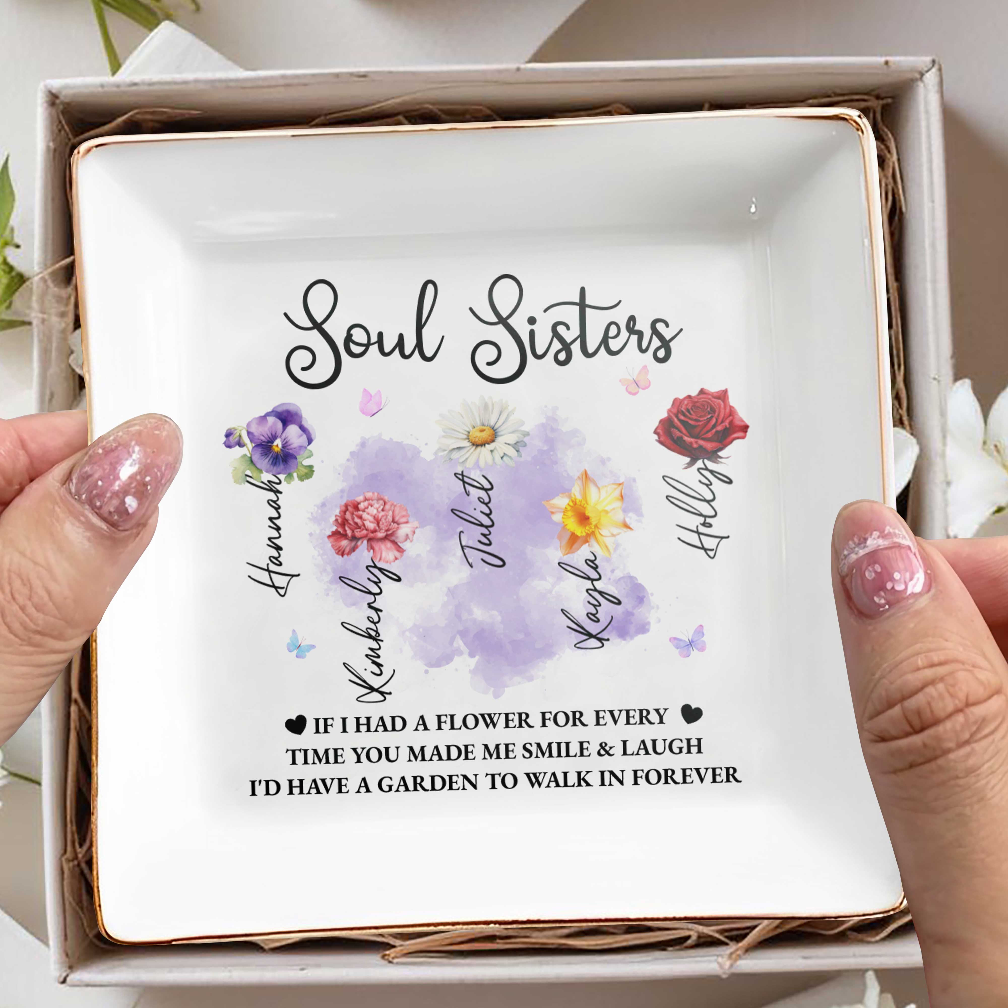 Soul Sisters, Garden To Walk In Forever Ceramic Dish - Personalized Custom Jewelry Dish, Square Ceramic Dish - BST177_SCRD