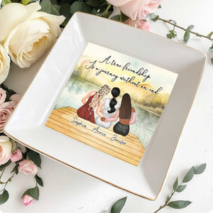 A True Friendship Is A Journey Without An End, Women On Dock - Personalized Custom Jewelry Dish, Square Ceramic Dish - BST178_SCRD