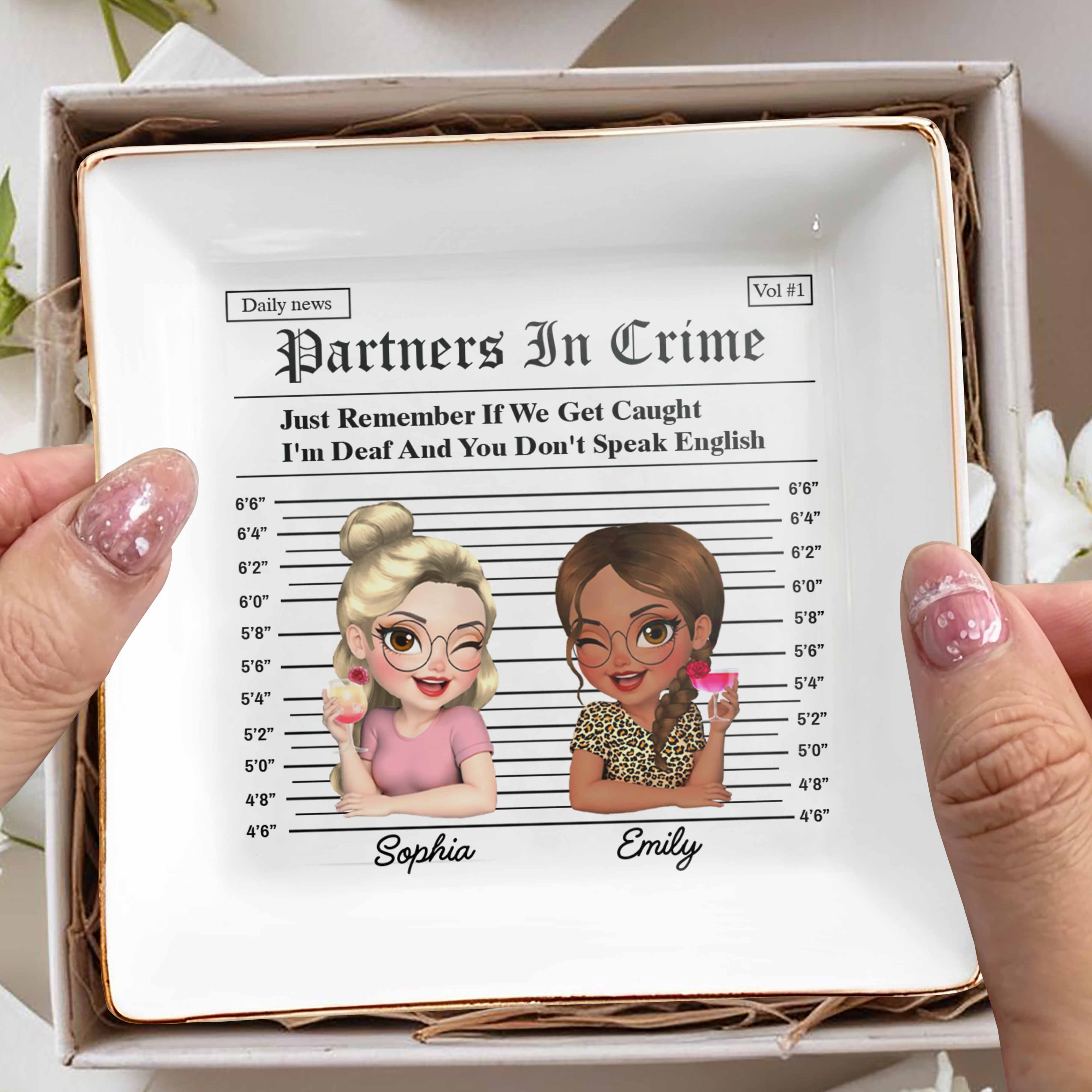 Partners In Crime Just Remember If We Get Caught - Personalized Custom Jewelry Dish, Square Ceramic Dish - BST188_SCRD
