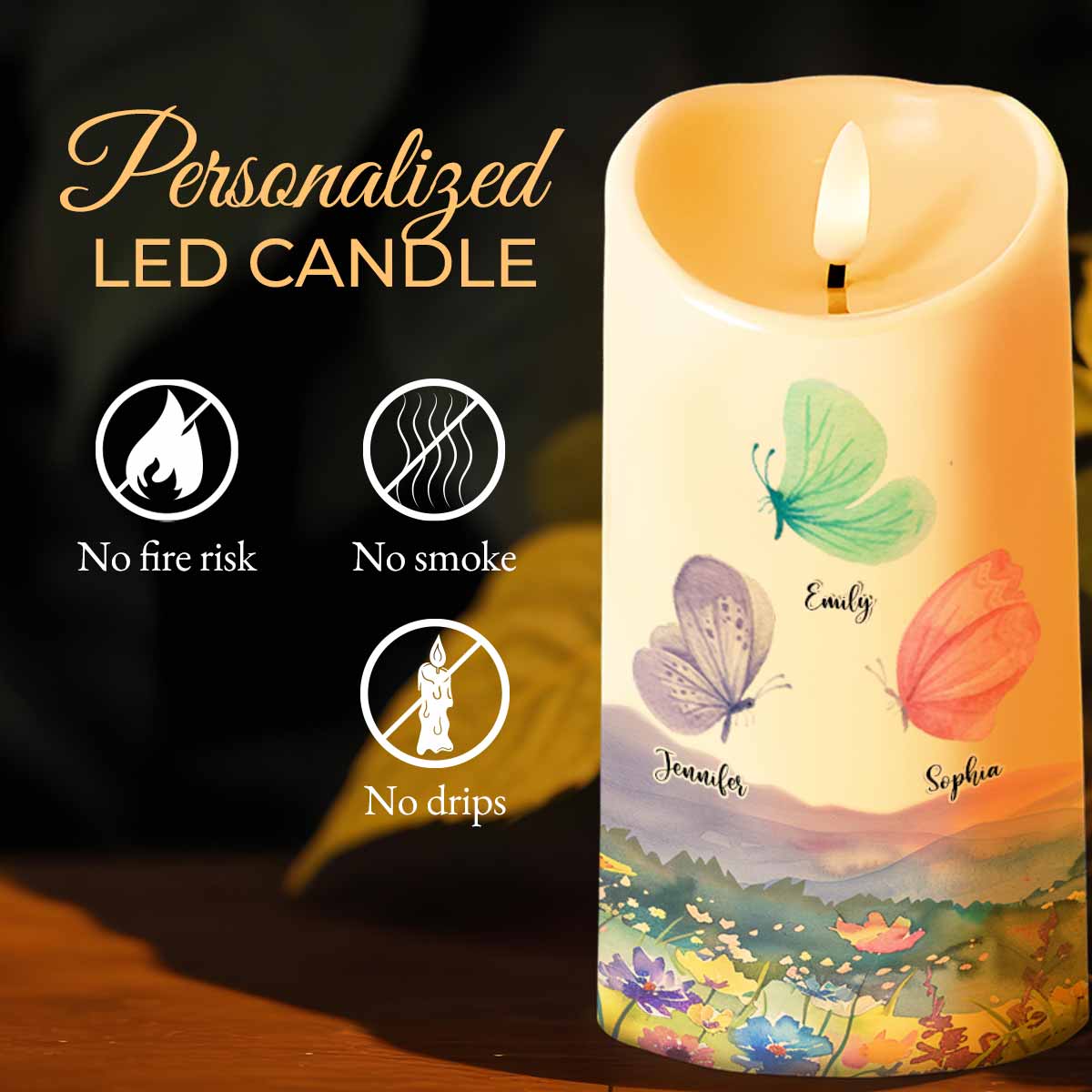 Sisters Are Like Butterflies, Beautiful and Special - Personalized Custom LED Candle - BST211_LECA