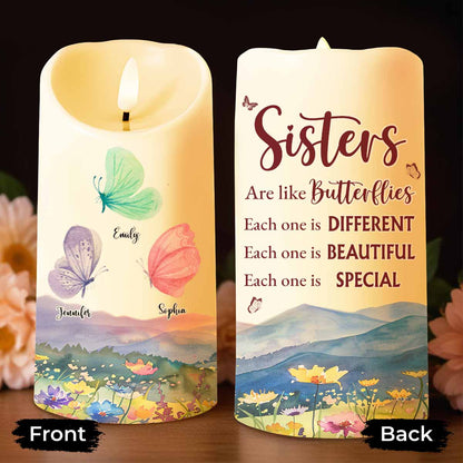 Sisters Are Like Butterflies, Beautiful and Special - Personalized Custom LED Candle - BST211_LECA