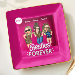 Besties Forever Female Friends Design - Personalized Custom Jewelry Dish, Ceramic Dish, Square Shape - BST227_SCRF
