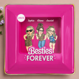 Besties Forever Female Friends Design - Personalized Custom Jewelry Dish, Ceramic Dish, Square Shape - BST227_SCRF
