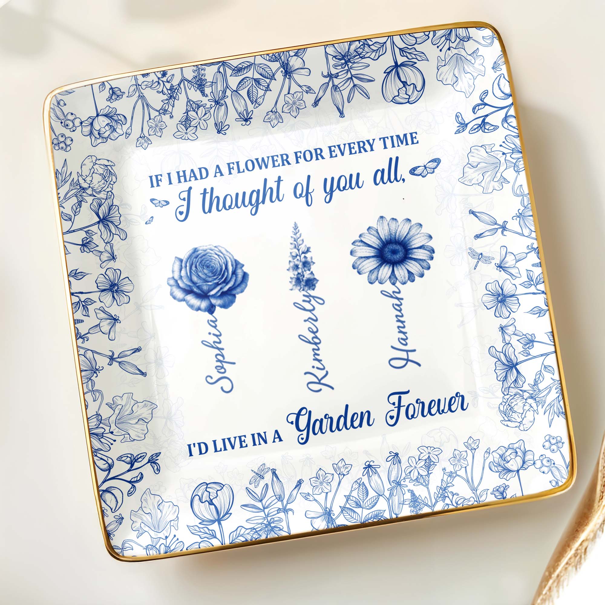 If I Had A Flower For Every Time, Flowers Garden Forever - Personalized Custom Jewelry Dish, Ceramic Dish, Square Shape - BST231_SCRF