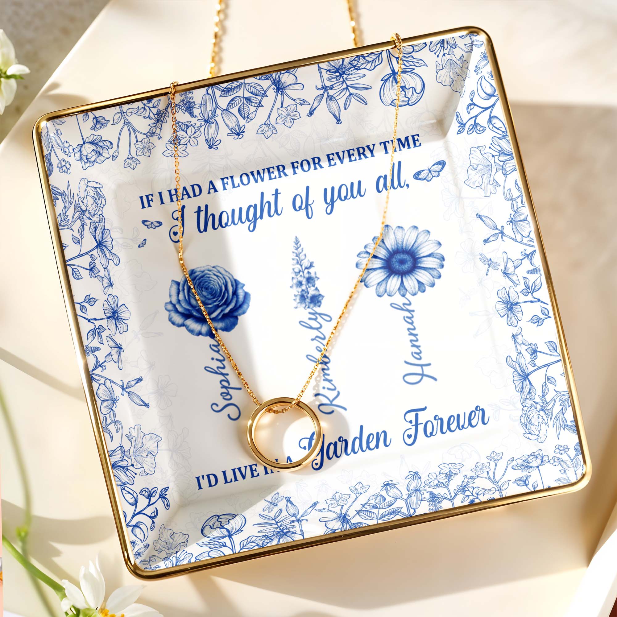 If I Had A Flower For Every Time, Flowers Garden Forever - Personalized Custom Jewelry Dish, Ceramic Dish, Square Shape - BST231_SCRF