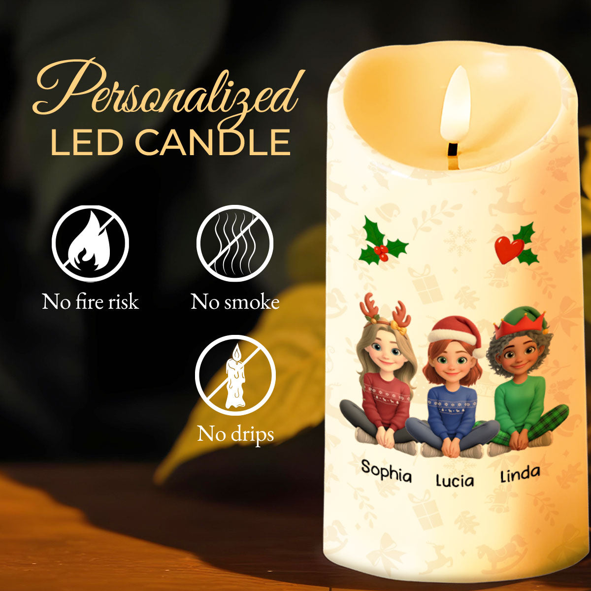We'll be Friends until we're Old and Senile, Christmas Theme - Personalized Custom LED Candle - BST233_LECA