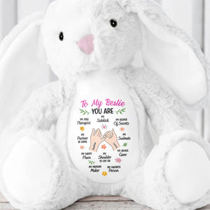 To My Bestie You Are My Favorite Person With Heart And Hand Icons - Personalized Stuffed Bunny - BST279_BUN