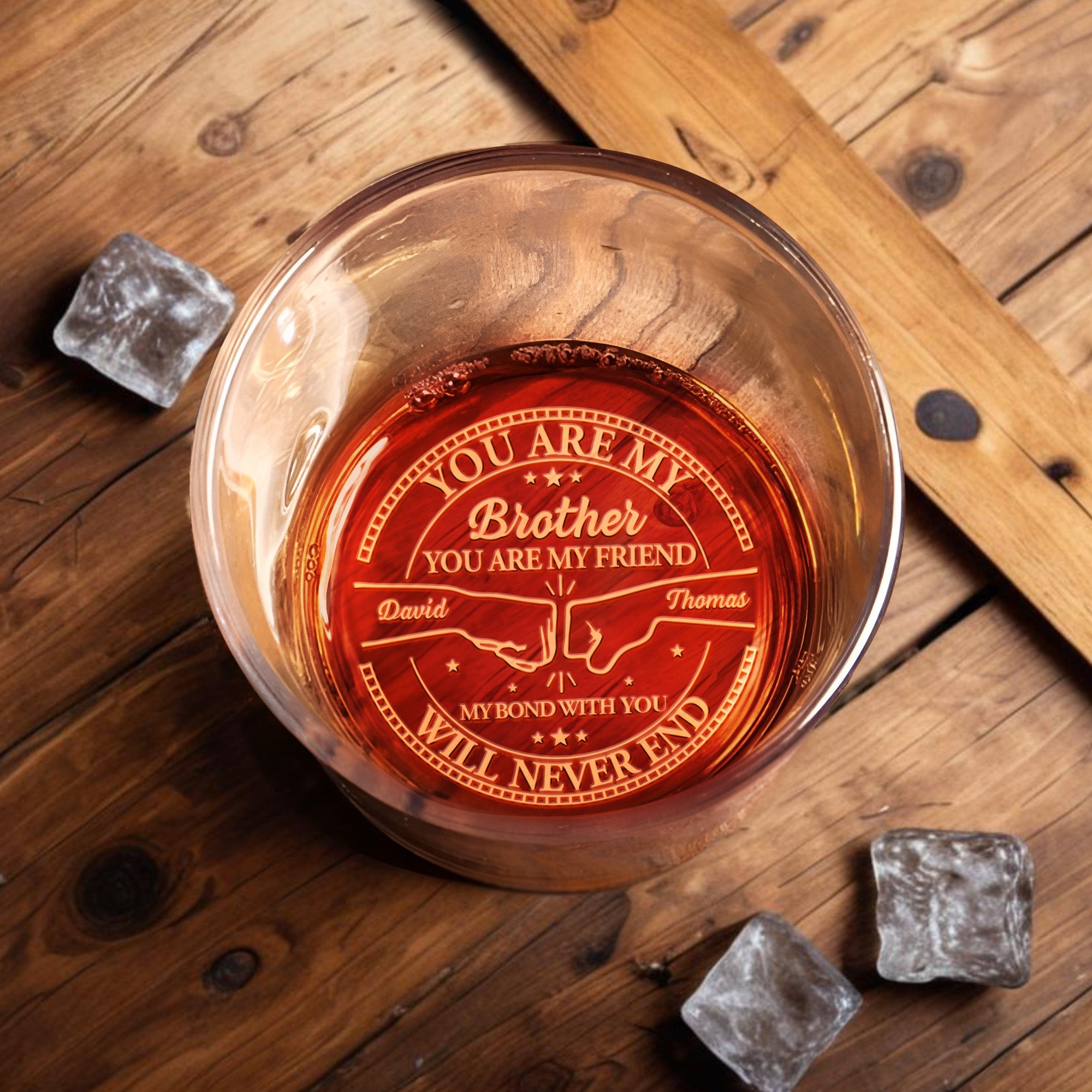 You Are My Brother, My Friend, Crossed Arrows Compass Design - Personalized Engraved Whiskey Glass - BST299_EWG