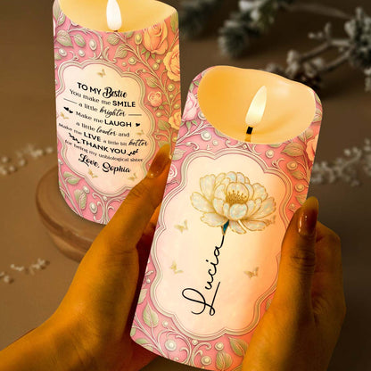 To My Bestie, Thank You For Being My Unbiological Sister - Personalized Custom LED Candle - BST419_LECA