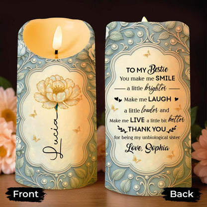 To My Bestie, Thank You For Being My Unbiological Sister - Personalized Custom LED Candle - BST419_LECA