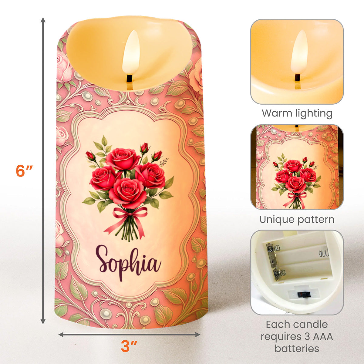 To My Sister You're The Sister I Got To Choose With Flowers And Butterflies - Personalized Custom LED Candle - BST421_LECA
