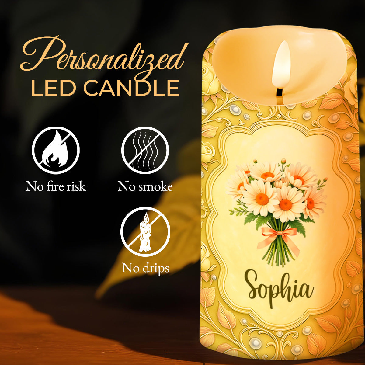 To My Sister You're The Sister I Got To Choose With Flowers And Butterflies - Personalized Custom LED Candle - BST421_LECA