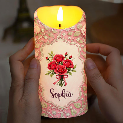 To My Sister You're The Sister I Got To Choose With Flowers And Butterflies - Personalized Custom LED Candle - BST421_LECA