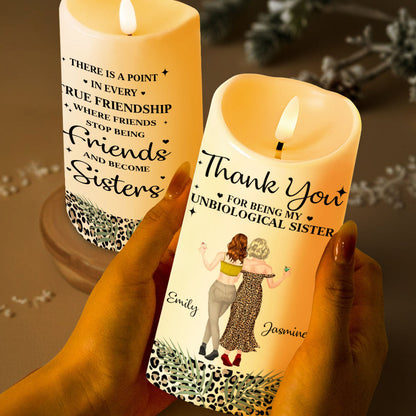 Thank You For Being My Unbiological Sister Best Friends Leopard Print Design - Personalized Custom LED Candle - BST468_LECA