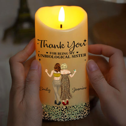Thank You For Being My Unbiological Sister Best Friends Leopard Print Design - Personalized Custom LED Candle - BST468_LECA