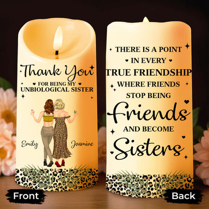 Thank You For Being My Unbiological Sister Best Friends Leopard Print Design - Personalized Custom LED Candle - BST468_LECA
