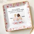 Will You Be My Bridesmaid, Flowers, Two Women - Personalized Custom Jewelry Dish, Ceramic Dish, Square Shape - BST468_SCRF